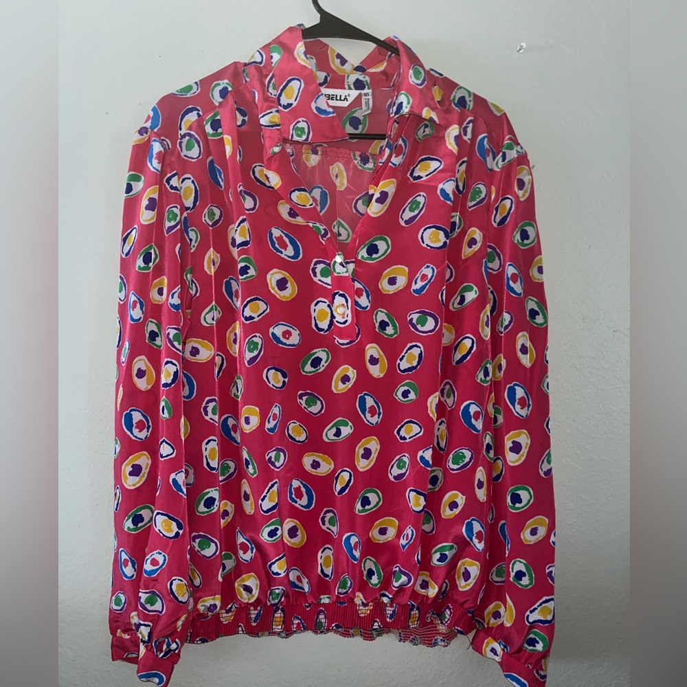 Vintage pink dotted button blouse - Picture 2 of 7